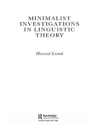 Cover image: Minimalist Investigations in Linguistic Theory 1st edition 9780415181945