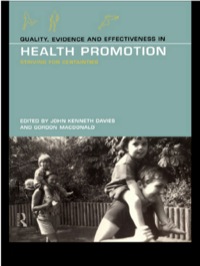 صورة الغلاف: Quality, Evidence and Effectiveness in Health Promotion 1st edition 9780415179676