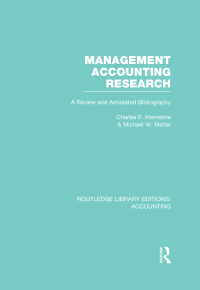Imagen de portada: Management Accounting Research (RLE Accounting) 1st edition 9781138980266