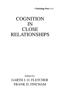 Cover image: Cognition in Close Relationships 1st edition 9781138970960