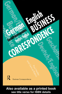 Cover image: German/English Business Correspondence 1st edition 9780415137140