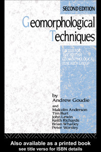 Imagen de portada: Geomorphological Techniques 2nd edition 9780415119399