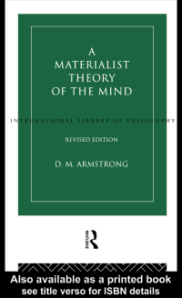 Cover image: A Materialist Theory of the Mind 2nd edition 9780415100311