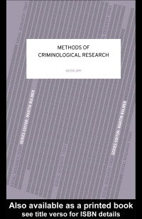 Imagen de portada: Methods of Criminological Research 1st edition 9780415099134