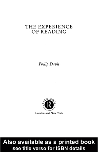 Imagen de portada: Experience Of Reading 1st edition 9780415070515