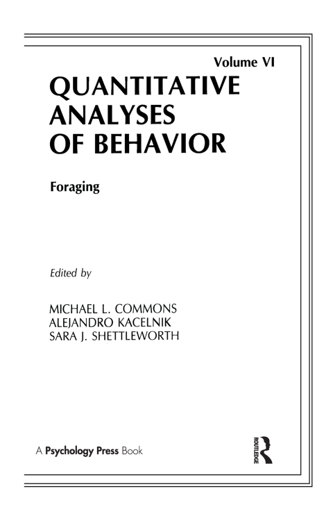 Foraging: Quantitative Analyses of Behavior, Volume Vi, 1st Edition - FULL INSTANT DOWNLOAD | PDF DOCX EPUB