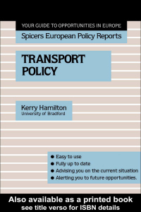 Cover image: Transport Policy 1st edition 9781138419070