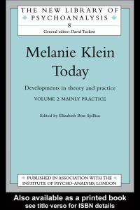 Cover image: Melanie Klein Today, Volume 2: Mainly Practice 1st edition 9780415010450