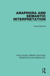 Titelbild: Anaphora and Semantic Interpretation 1st edition 9781138690387