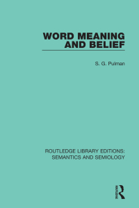 صورة الغلاف: Word Meaning and Belief 1st edition 9781138690486