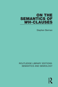 Imagen de portada: On the Semantics of Wh-Clauses 1st edition 9781138690813