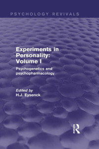 Cover image: Experiments in Personality: Volume 1 (Psychology Revivals) 1st edition 9780415842556