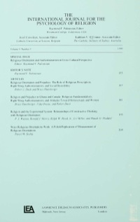 Imagen de portada: Religious Orientation and Authoritarianism in Cross-cultural Perspective 1st edition 9780805897692
