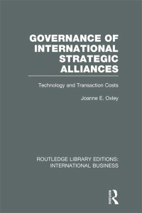 Cover image: Governance of International Strategic Alliances (RLE International Business) 1st edition 9781138007901
