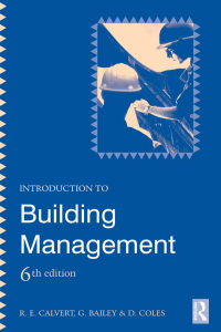 Imagen de portada: Introduction to Building Management 6th edition 9780750605106