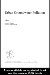 صورة الغلاف: Urban Groundwater Pollution 1st edition 9789058096296