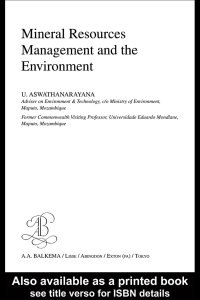 Cover image: Mineral Resources Management and the Environment 1st edition 9789058095459