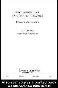 Imagen de portada: Fundamentals of Rail Vehicle Dynamics 1st edition 9789026519468