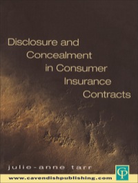 Imagen de portada: Disclosure and Concealment in Consumer Insurance Contracts 1st edition 9781859417126