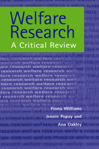 Imagen de portada: Welfare Research 1st edition 9781857282696