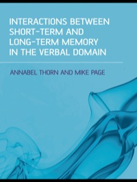 Imagen de portada: Interactions Between Short-Term and Long-Term Memory in the Verbal Domain 1st edition 9781841696393