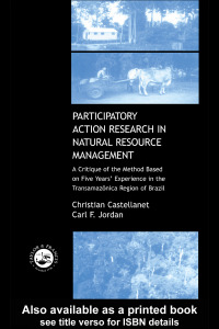 Imagen de portada: Participatory Action Research in Natural Resource Management 1st edition 9781138994775