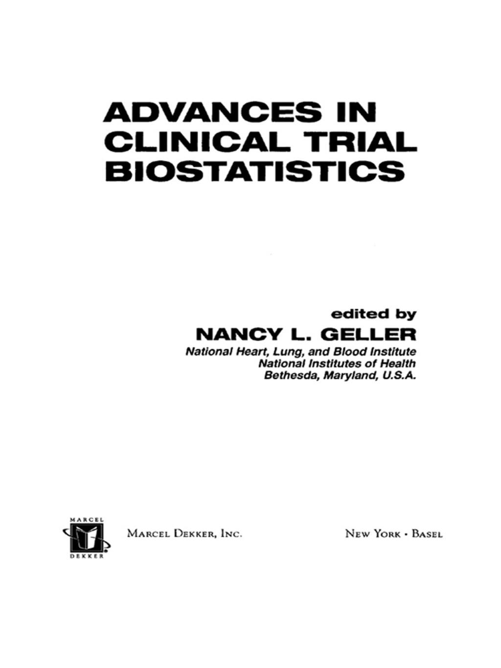 Advances in Clinical Trial Biostatistics 1st Edition