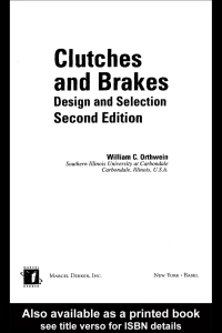 Cover image: Clutches and Brakes 2nd edition 9780824748760