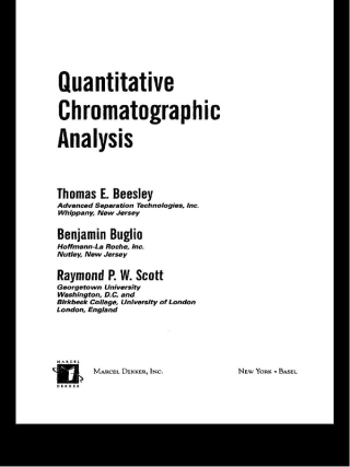 Imagen de portada: Quantitative Chromatographic Analysis 1st edition 9780824705039