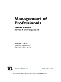 Omslagafbeelding: Management Of Professionals, Revised And Expanded 2nd edition 9780824708290