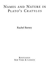 Imagen de portada: Names and Nature in Plato's Cratylus 1st edition 9780815339656