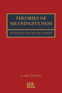 Cover image: Theories of Meaningfulness 1st edition 9780805840452