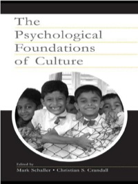 Cover image: The Psychological Foundations of Culture 1st edition 9780805838398