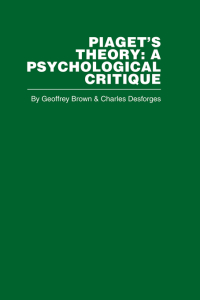 Immagine di copertina: Piaget's Theory 1st edition 9780415402323