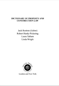 表紙画像: Dictionary of Property and Construction Law 1st edition 9780419261001
