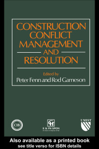 صورة الغلاف: Construction Conflict Management and Resolution 1st edition 9780419181408