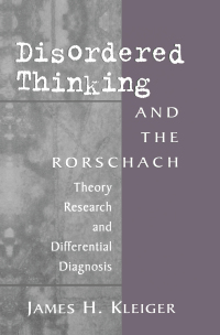 Cover image: Disordered Thinking and the Rorschach 1st edition 9780881632323