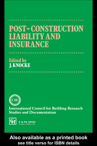 Imagen de portada: Post-Construction Liability and Insurance 1st edition 9780419153504