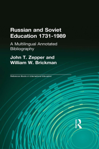Cover image: Russian and Soviet Education 1731-1989 1st edition 9780824090524