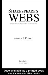 表紙画像: Shakespeare's Webs 1st edition 9780415971027