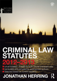 صورة الغلاف: Criminal Law Statutes 2012-2013 4th edition 9780415633826