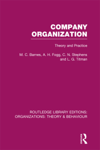 表紙画像: Company Organization (RLE: Organizations) 1st edition 9781138971301