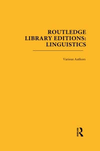 Cover image: Routledge Library Editions: Linguistics 1st edition 9781032787398