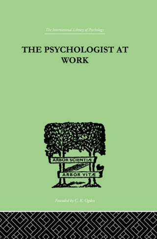Imagen de portada: The Psychologist At Work 1st edition 9780415210249