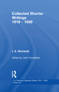 Cover image: Collected Shorter Writings V9 1st edition 9780415217408