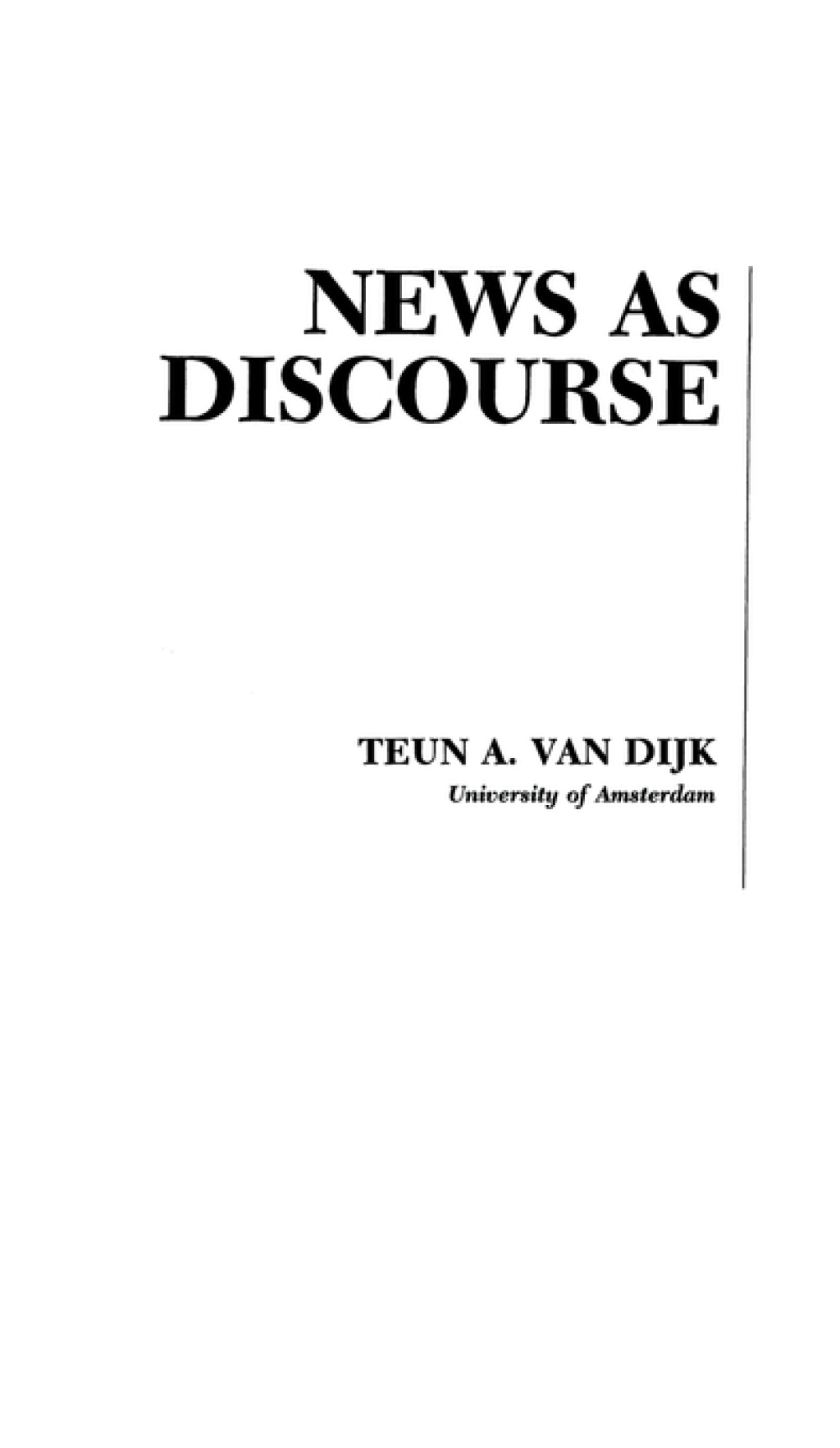 News As Discourse 1st Edition