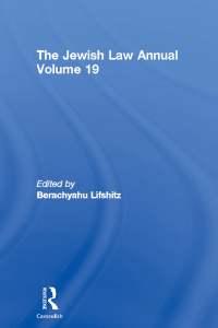 Cover image: The Jewish Law Annual Volume 19 1st edition 9780367602093