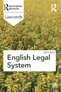 Immagine di copertina: English Legal System Lawcards 2012-2013 8th edition 9781138423480