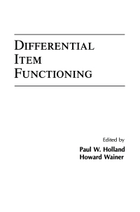 Cover image: Differential Item Functioning 1st edition 9780805809725