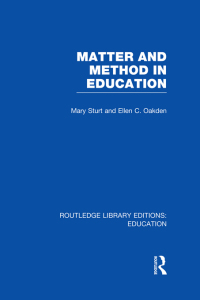 Cover image: Matter and Method in Education 1st edition 9780415750608
